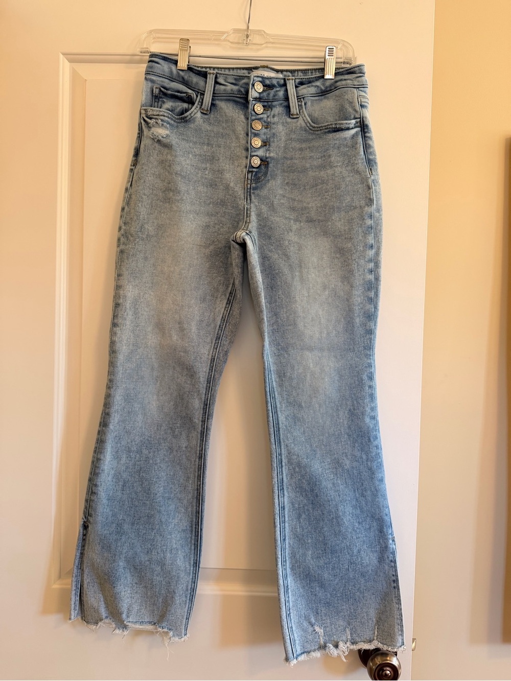 Flying Monkey Light Blue Button-Fly Flare Jeans